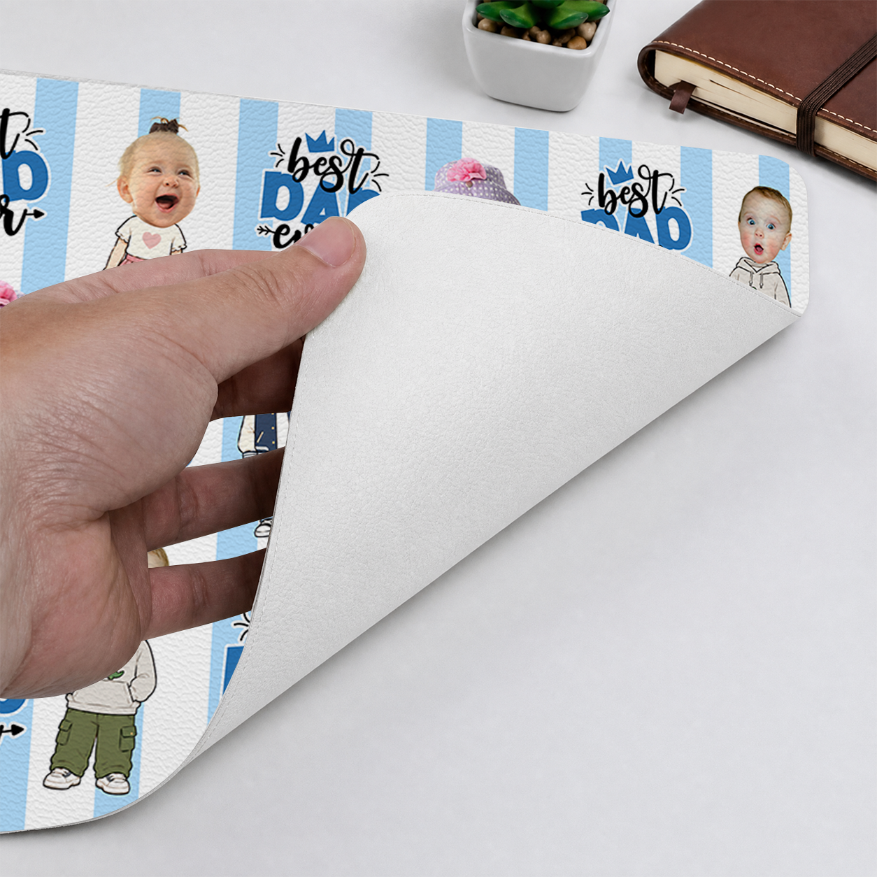 Funny Best Dad Ever Custom - Personalized Leather Desk Mat