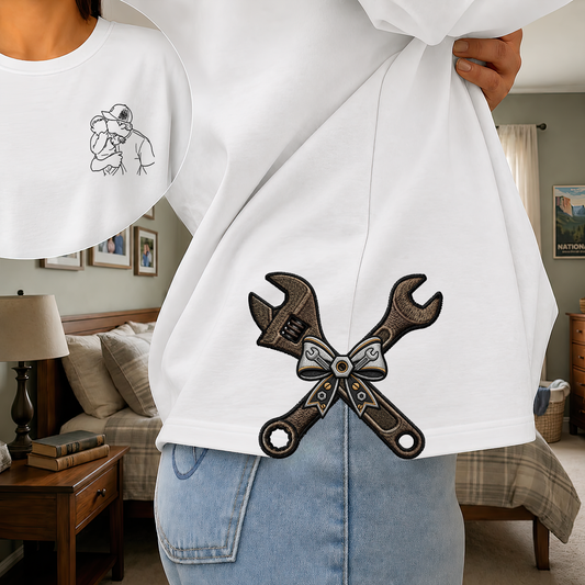 Embroidered Best Dad Ever Hoodie Sweatshirt Side Bow Cut-Out- Custom Embroidered Unisex T-shirt