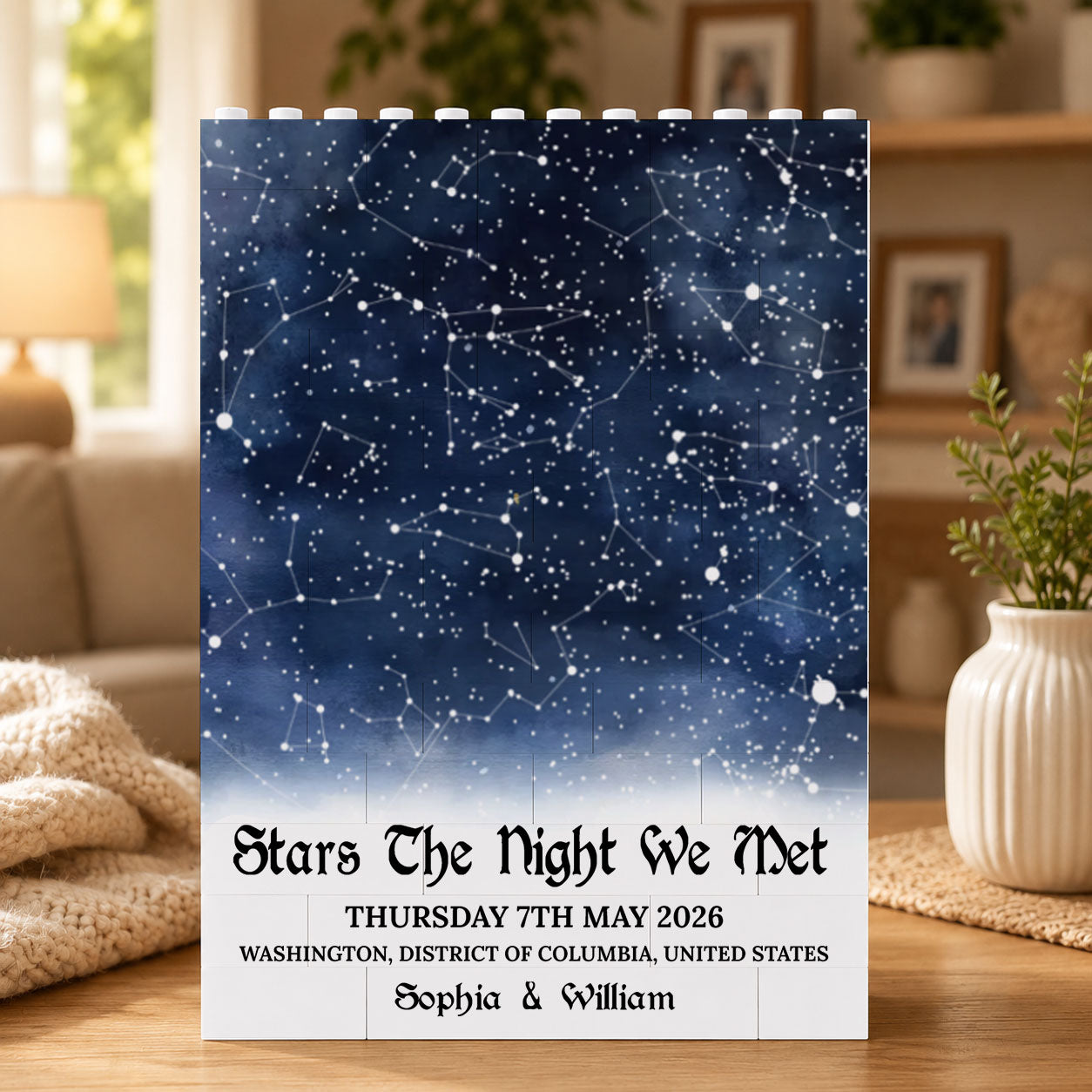 Stars The Night We Met, Unique Night Sky Map By Date & Location - Custom Building Blocks