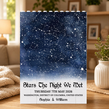 Stars The Night We Met, Unique Night Sky Map By Date & Location - Custom Building Blocks