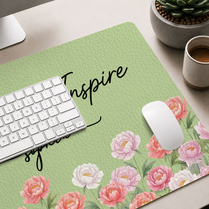Teach Love Inspire Teacher Gift - Personalized Leather Desk Mat