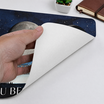 Father's Day Gifts - Custom Moon Best Dad Ever - Personalized Leather Desk Mat