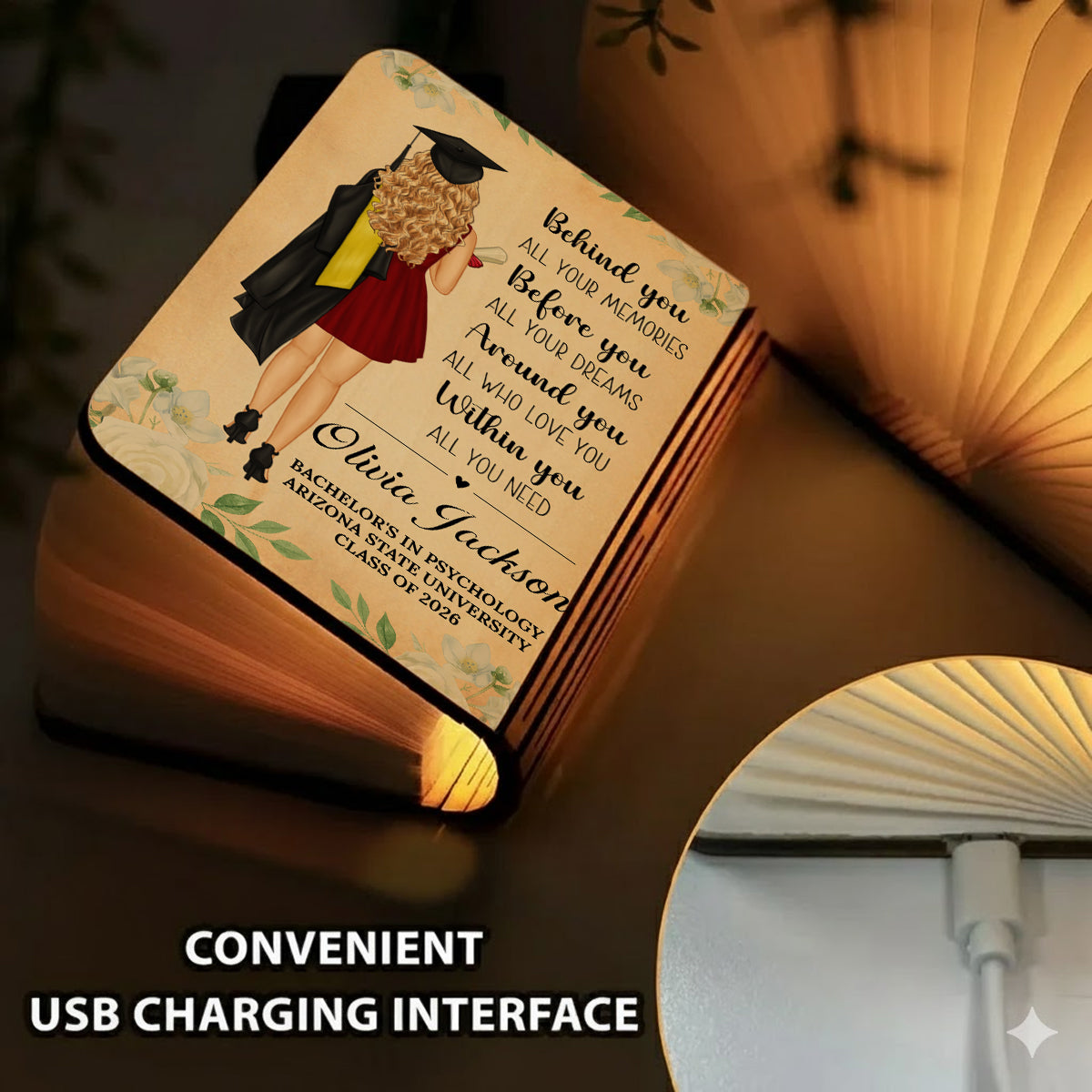 Librairie Reading Girl - Lampe livre personnalisée - Amoureux des livres