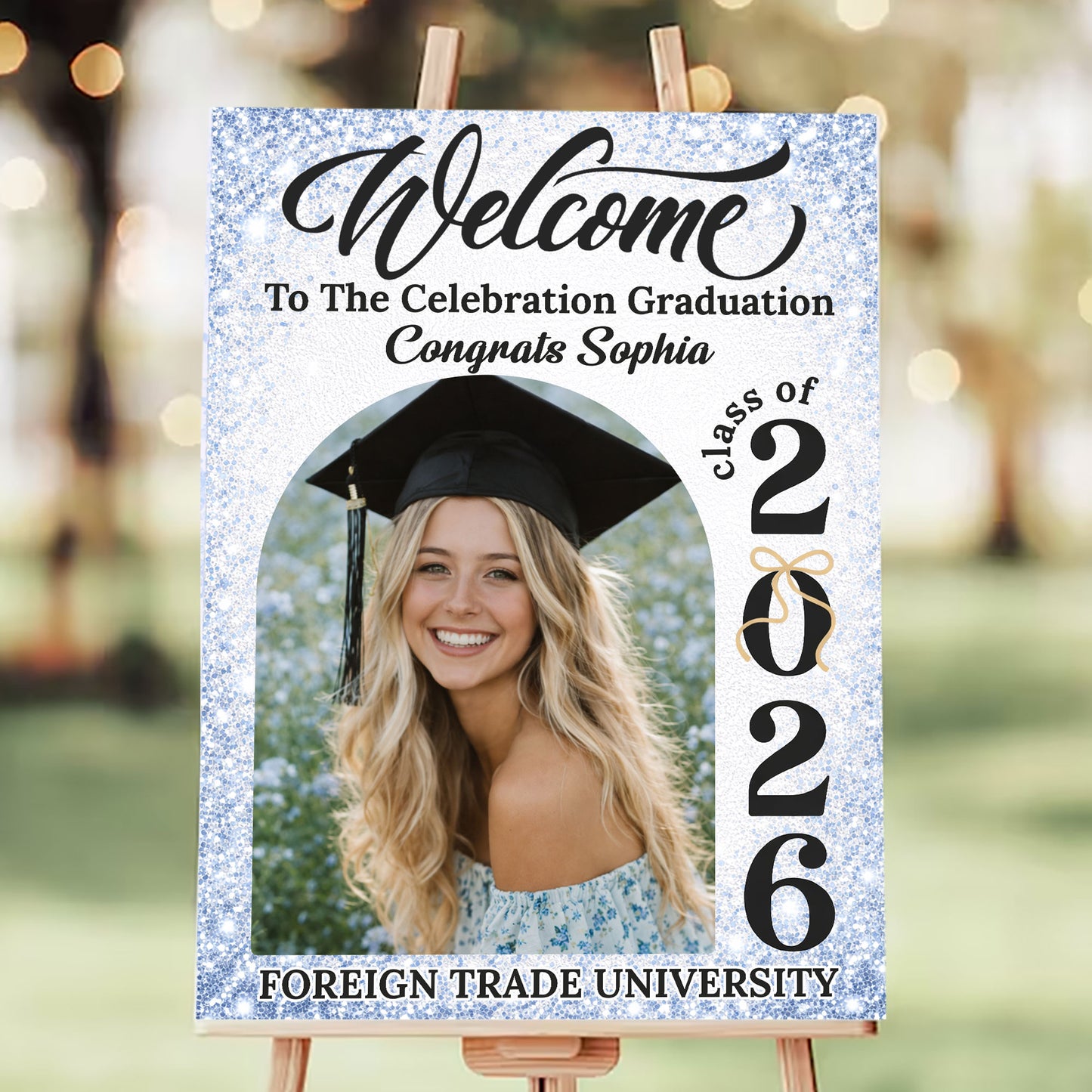 Class Of 2026 Elegant - Personalized Graduation Welcome Sign - Custom Photo Welcome Sign