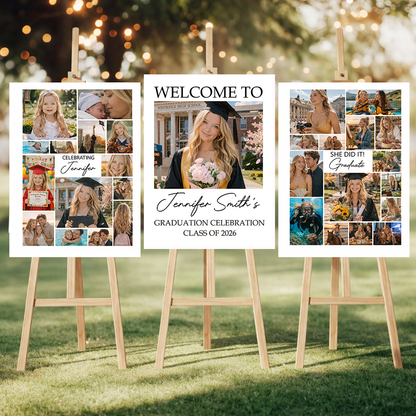 Graduation Combo 3 - Personalized Graduation Welcome Sign - Custom Photo Welcome Sign