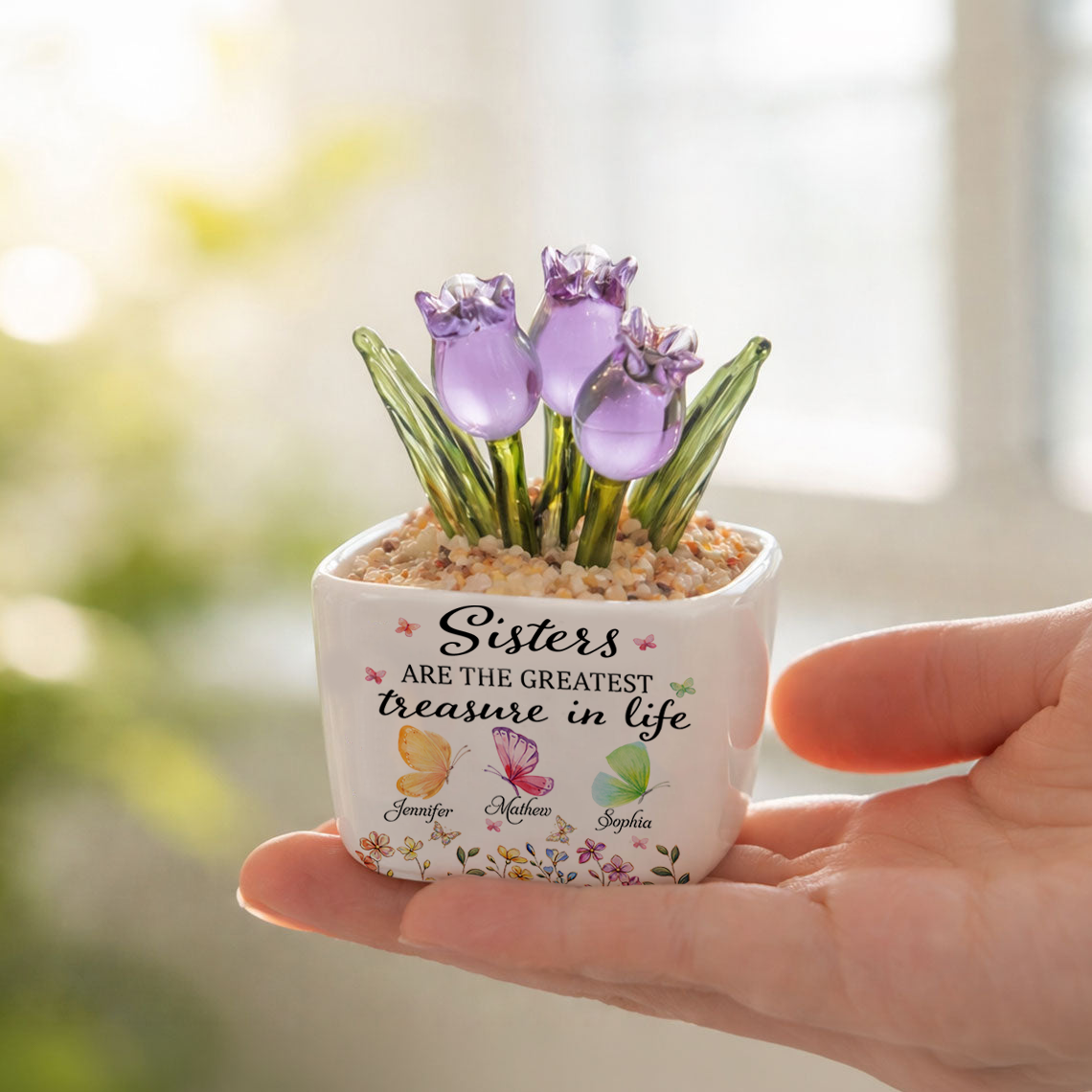 Sisters Are Different Flowers - Personalized Custom Glass Everlasting Tulips