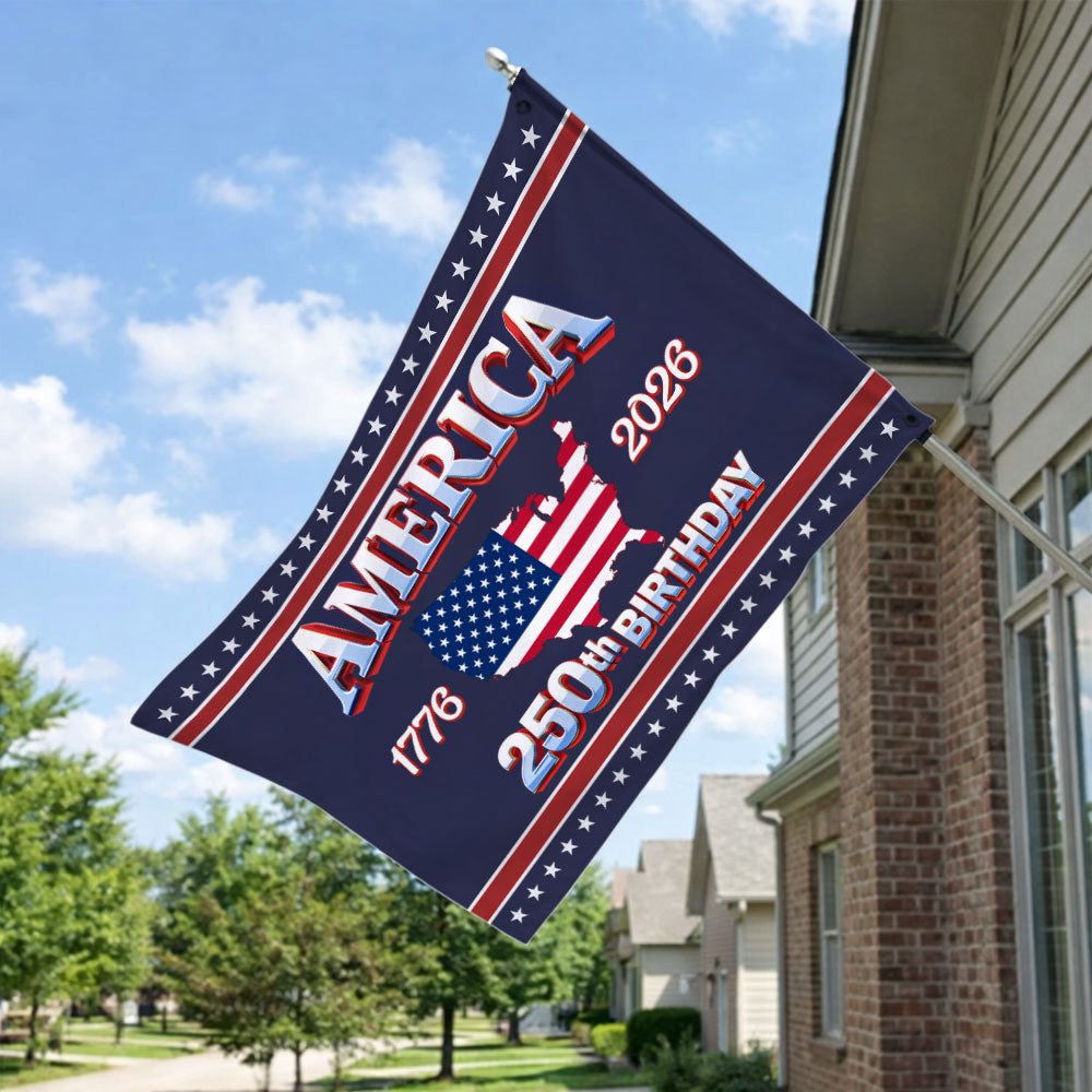 America 250 Birthday American Flag - Semiquincentennial Eagle Flag - Personalized House Flag