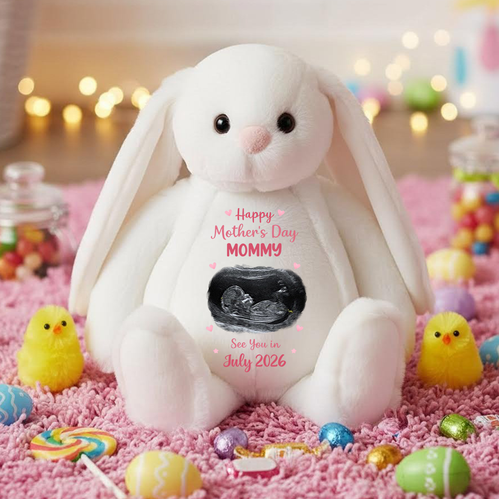 Custom Photo See You In 2026 Baby Expecting - Personalized Custom Bunny Plush