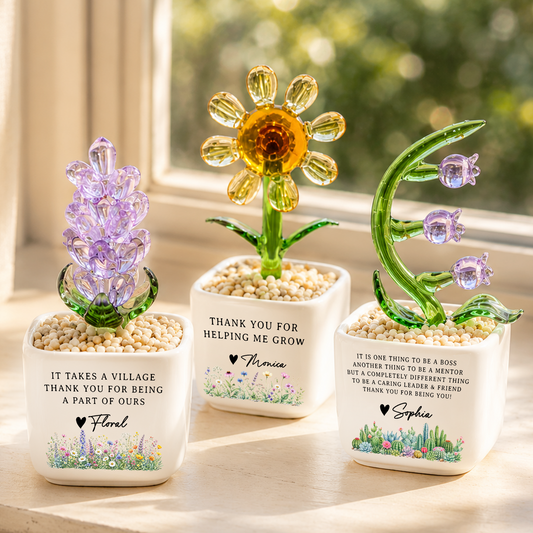 A Village Thank You Gift For Teacher - Personalized Custom Glass Everlasting Flowers