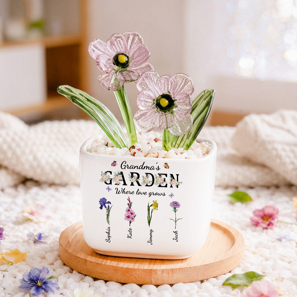 Grandmas Garden Flowers - Personalized Custom Glass Everlasting Flowers