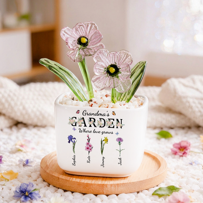 Grandmas Garden Flowers - Personalized Custom Glass Everlasting Flowers