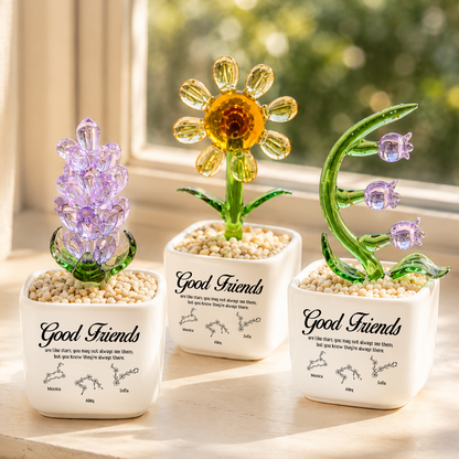 Bestie Zodiac Best Friends Are Like Stars - Personalized Custom Glass Everlasting Flowers