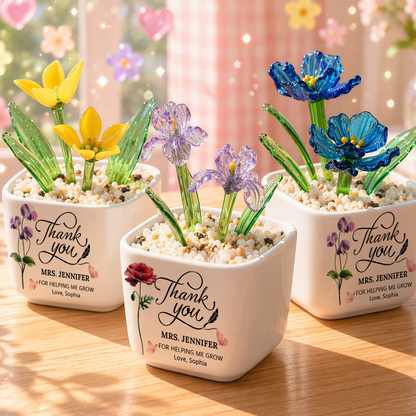 Thank You Teacher - Personalized Custom Glass Everlasting Flowers