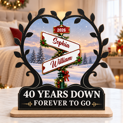 Forever Love - Personalized 2-Layer Wood Plaque With Flat Base