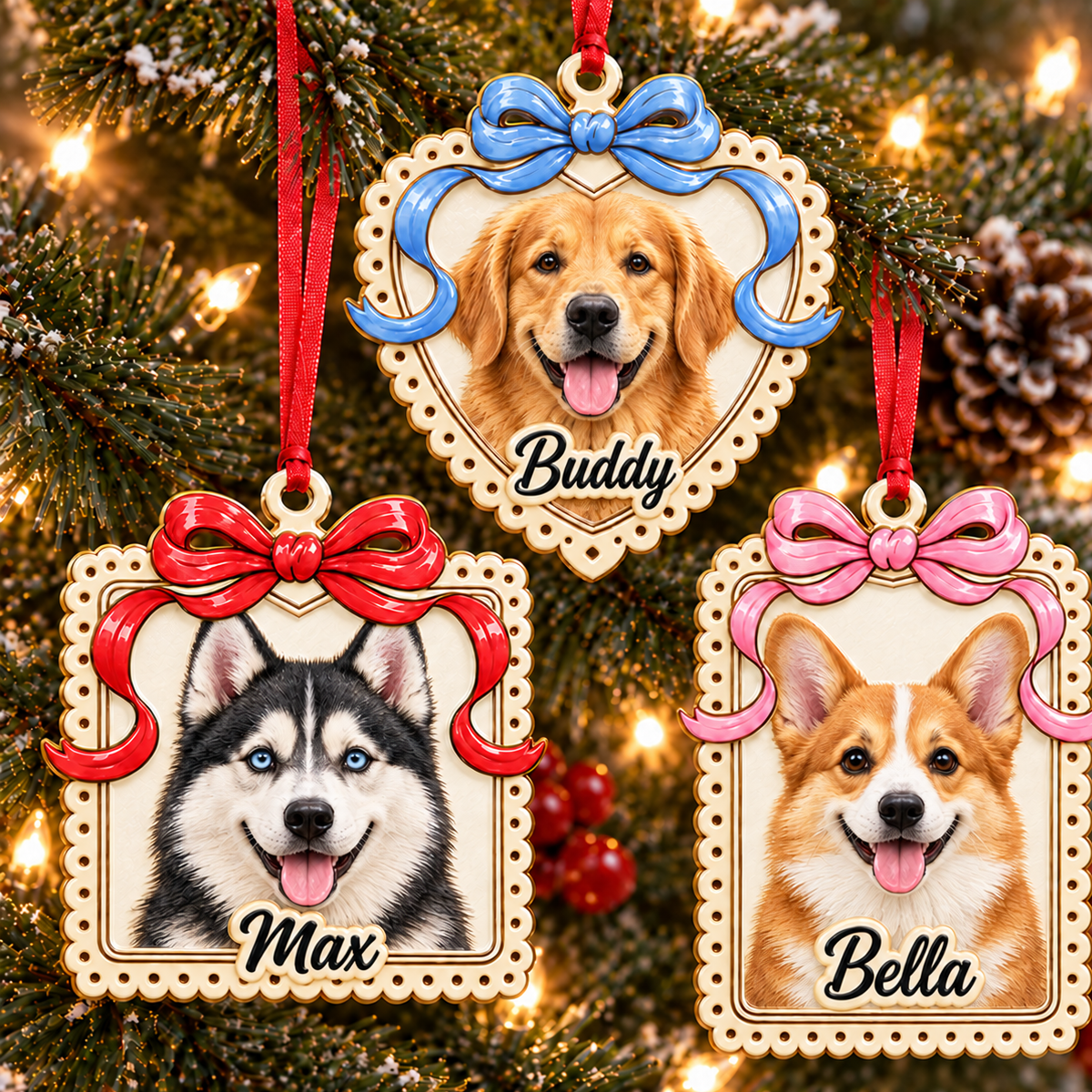 Custom Pet Photo Heart Gifts for Pet Lovers - Real 3D Relief Ornament