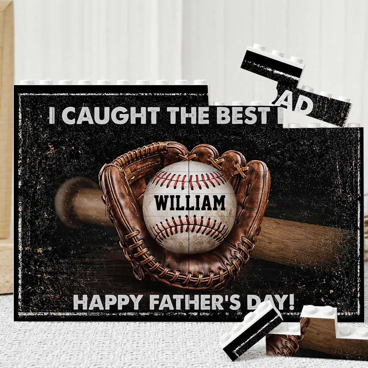 I Caught The Best Dad Custom Photo Building Blocks for Dad - Father's Day Gifts