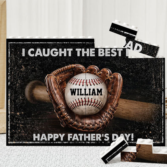 I Caught The Best Dad Custom Photo Building Blocks for Dad - Father's Day Gifts