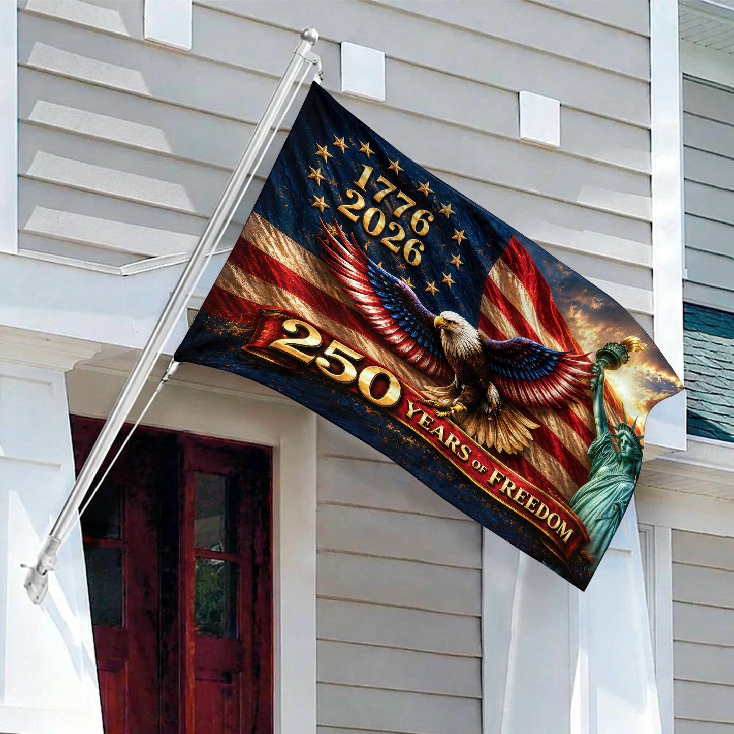 Eagle 250 Years Of Freedom Flag - Semiquincentennial Eagle Flag - Personalized House Flag