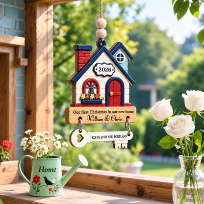 New Home Christmas Wooden Ornament With Tag - Personalized Gifts