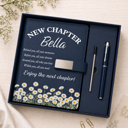 New Chapter Self-Love Journal - Personalized Leather Notebook Set