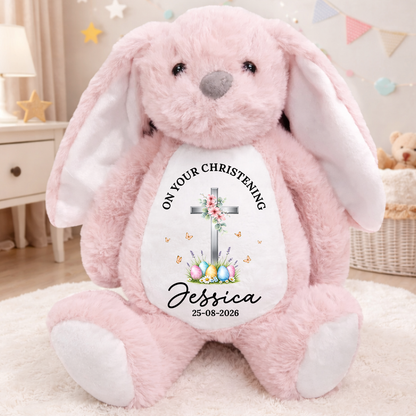 On Your Baptism Day Christening New Baby - Personalized Custom Bunny Plush