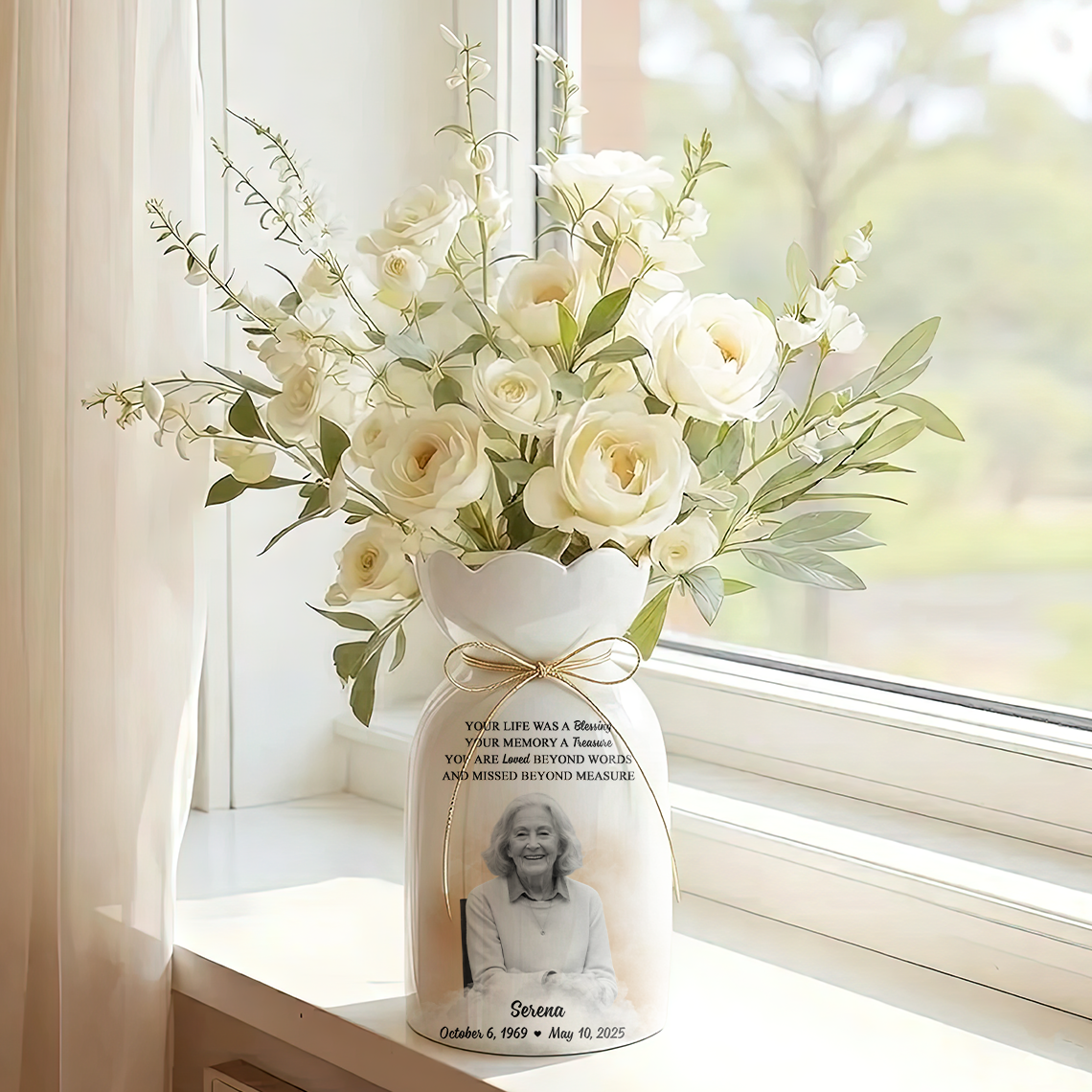 You Are Loved Beyond Words - Personalized Custom Ribbon Tie Flower Vase