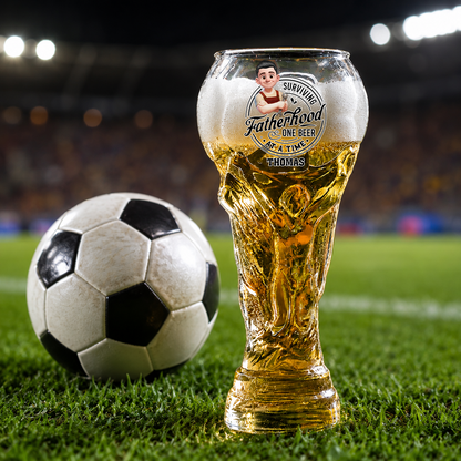 Personalized Trophy Beer Glass - Match Day Beer Glass, Birthday Gift for Him, Gift for Dad