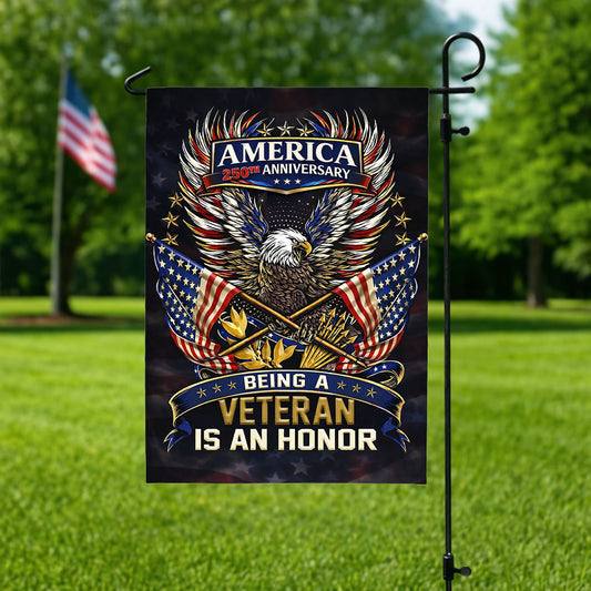 Veteran Flag Personalized Family Name America 250th Anniversary - Personalized Garden Flag