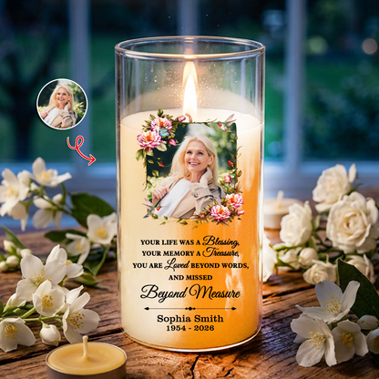 Light Up The World Long After Have Gone Memorial Candle - Personalized Flameless LED Candle