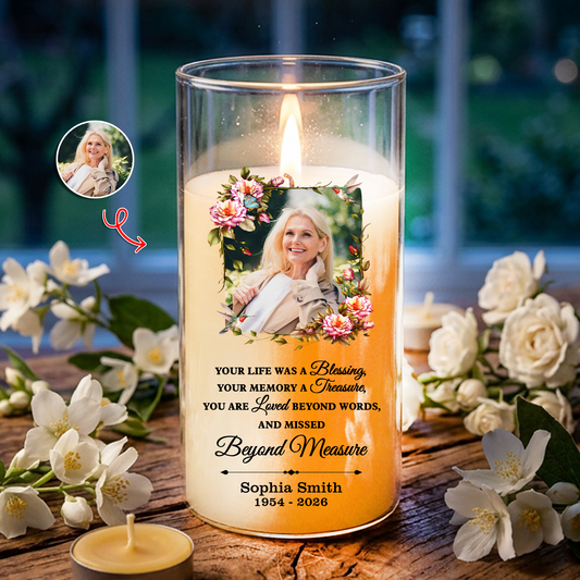 Light Up The World Long After Have Gone Memorial Candle - Personalized Flameless LED Candle