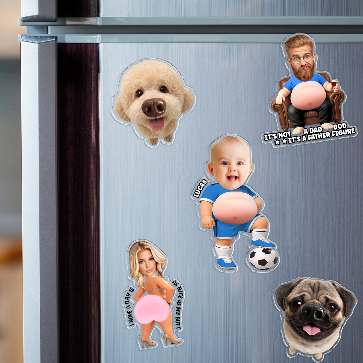 Personalized Funny Fridge Magnet - Custom Photo Squeeze Magnet, Kitchen Decor