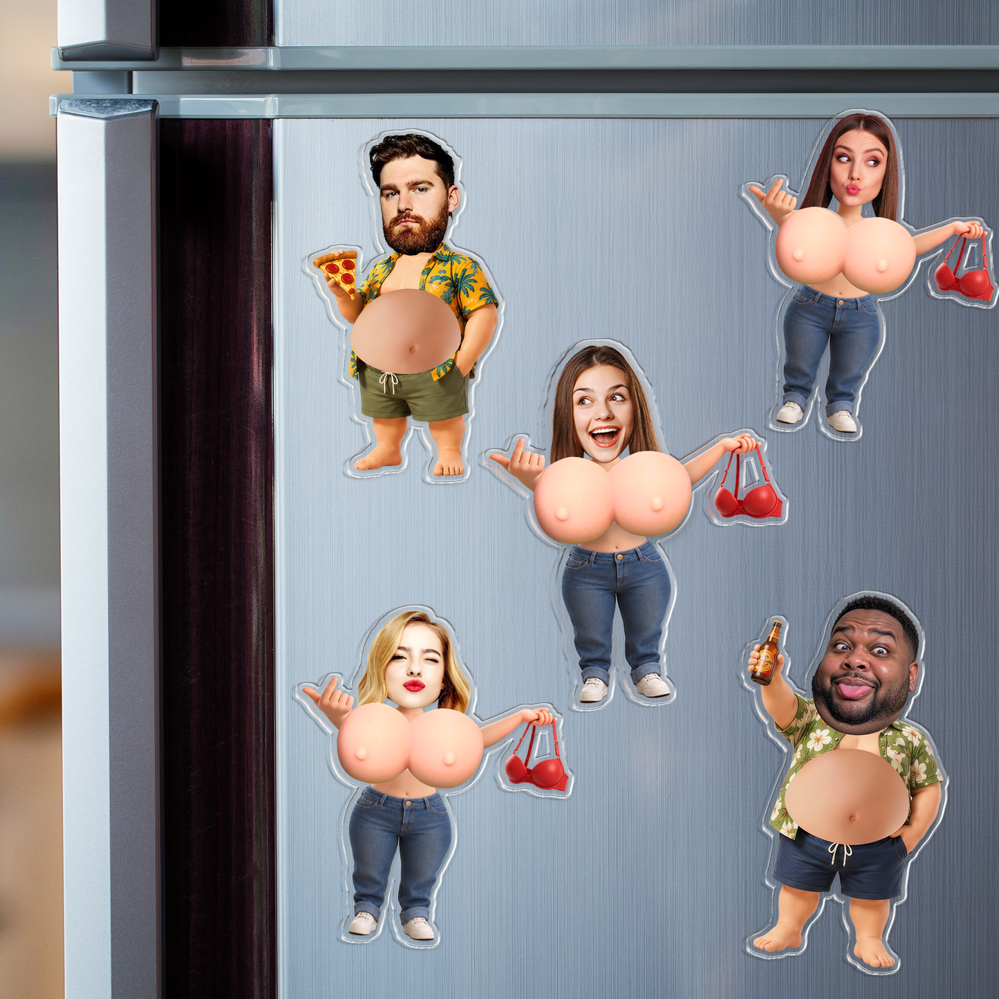 Personalized Funny Mommy Squishy Belly Fridge Magnet - Custom Dad Photo Squeeze Magnet, Kitchen Decor