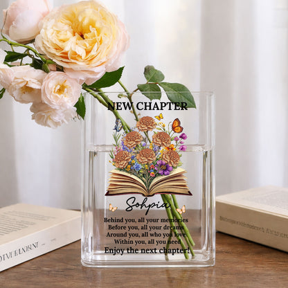 New Chapter Birth Month Flower - Personalized Acrylic Book Vase