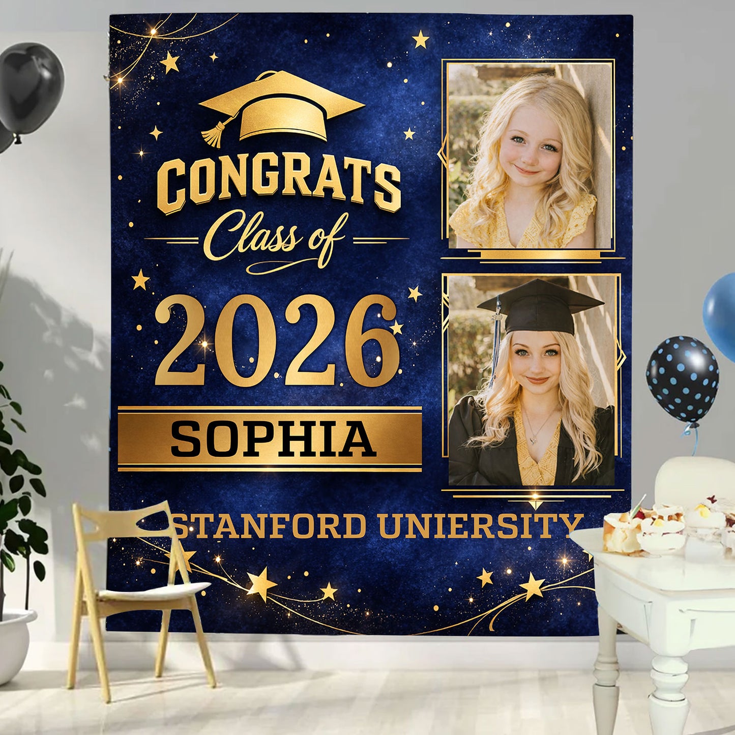 Class of 2026 Custom Graduation Party Backdrop - Personalized Congrats Graduation Backdrop