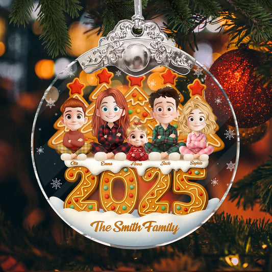 Our Christmas 2025 - Personalized Glass Ornament With Silver and Gold Cap