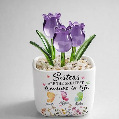 Sisters Are Different Flowers - Personalized Custom Glass Everlasting Tulips