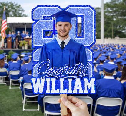 Personalized Congrats Face Fans With Wooden Handle - Fans Faces Class Of 2026