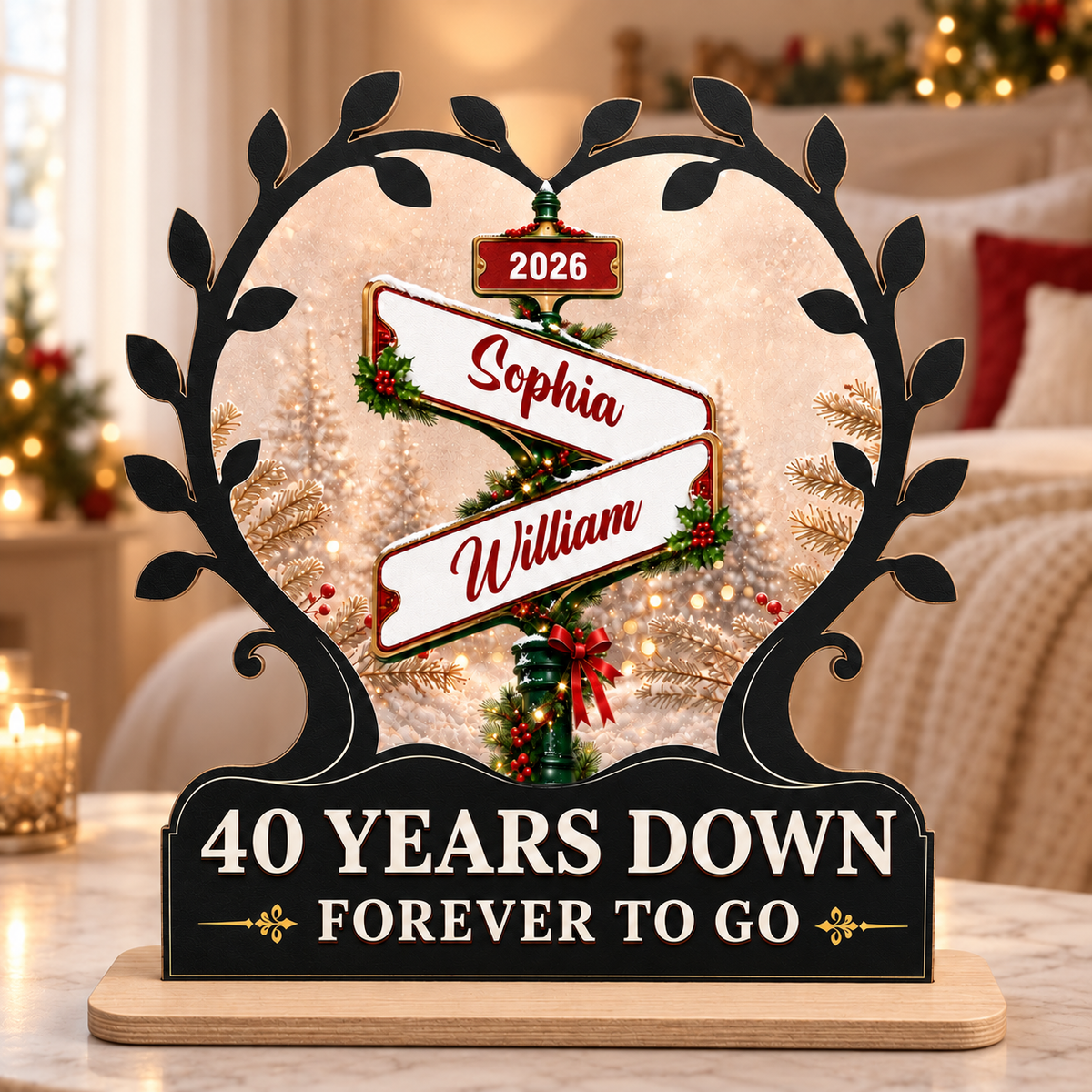 Forever Love - Personalized 2-Layer Wood Plaque With Flat Base