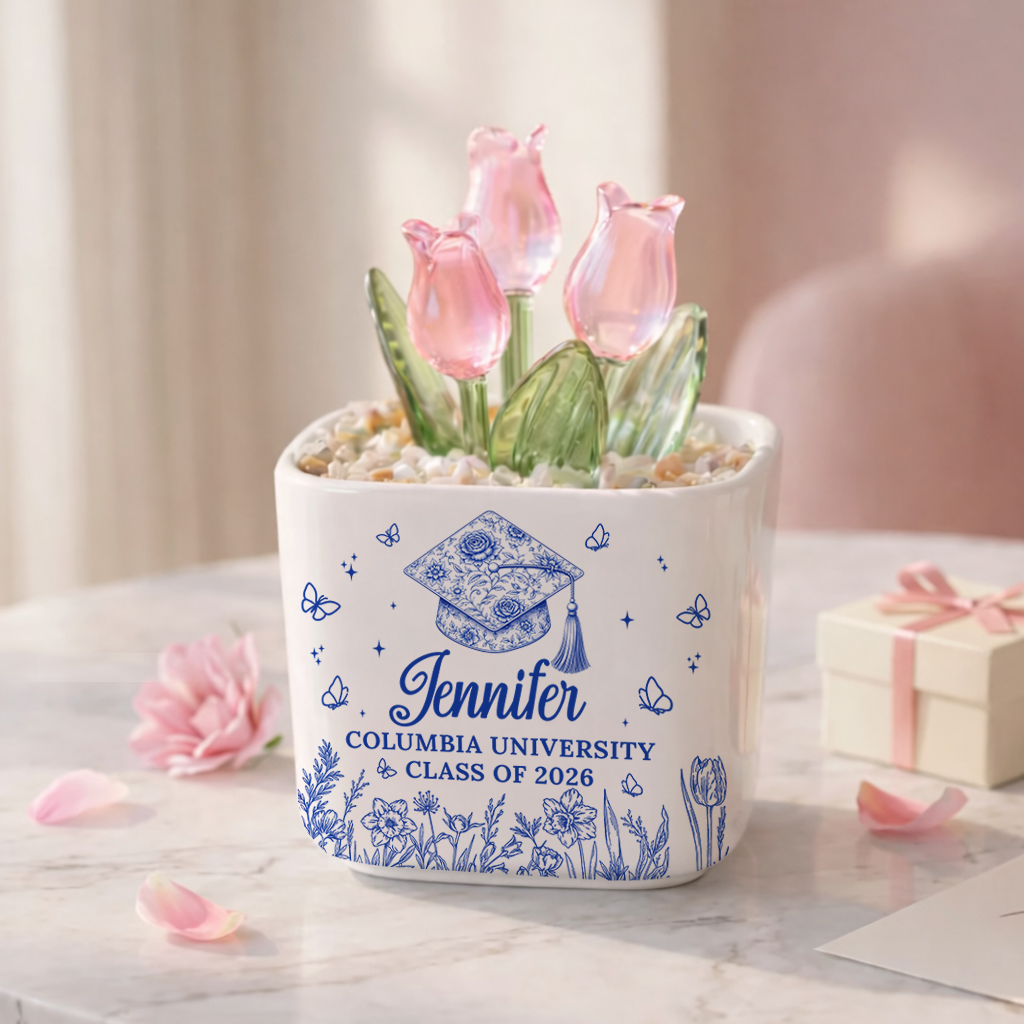 Congrats Graduation - Personalized Custom Glass Everlasting Tulips