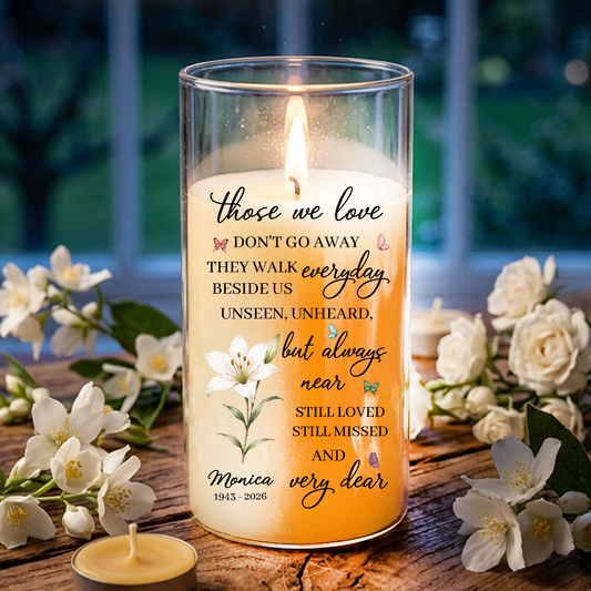 Loss Of Loved One Flower Memorial Candle - Personalized Flameless LED Candle