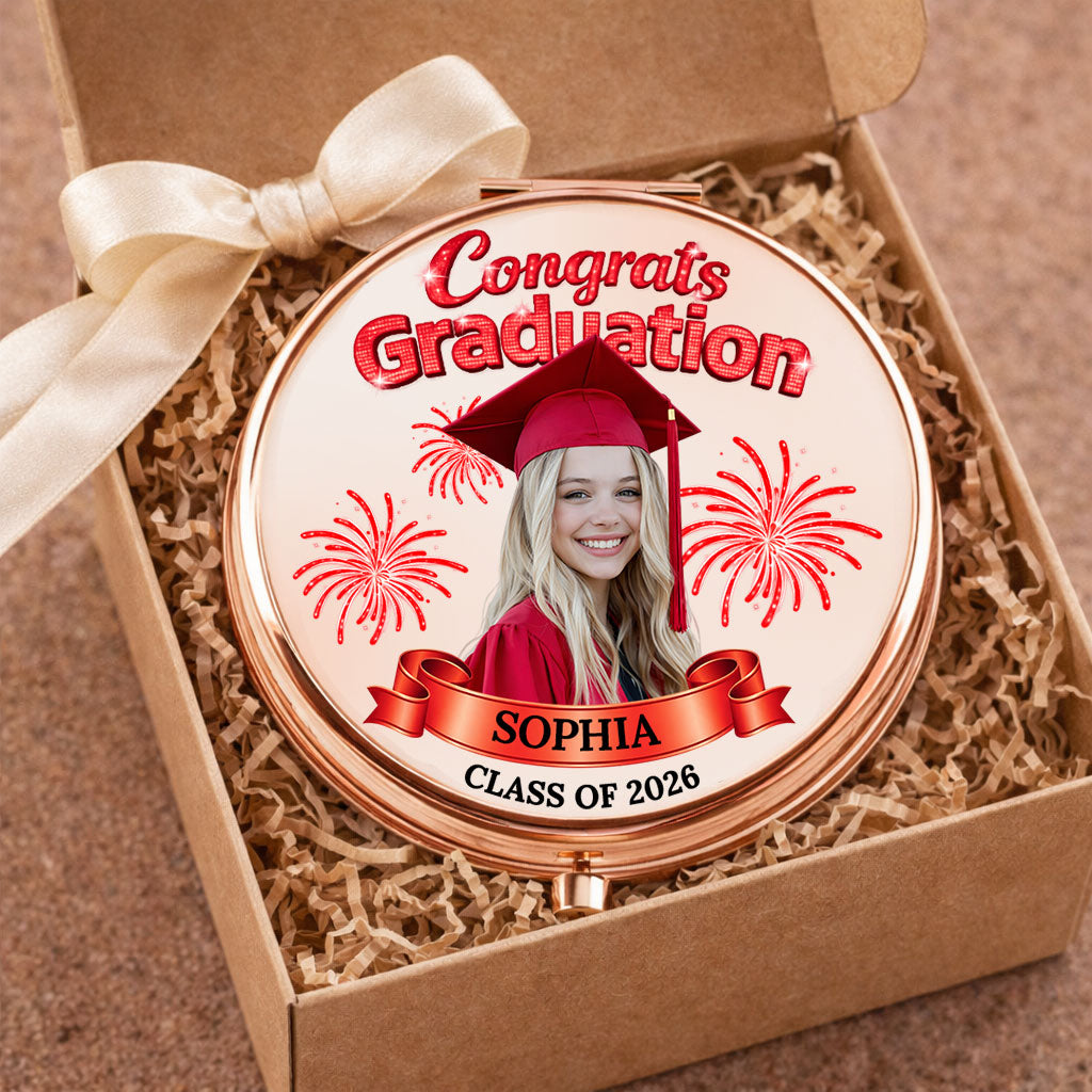 Congrats Graduation - Personalized Custom 3D Effect Compact Mirror