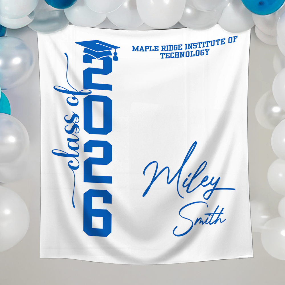 Classic Grad Party Style Graduation Decor - Personalized Congrats Graduation Backdrop