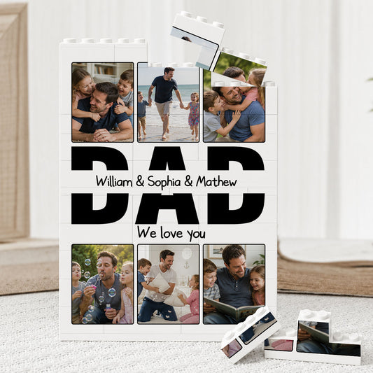 Dad We Love You Custom Photo Building Blocks for Dad - Father's Day Gifts
