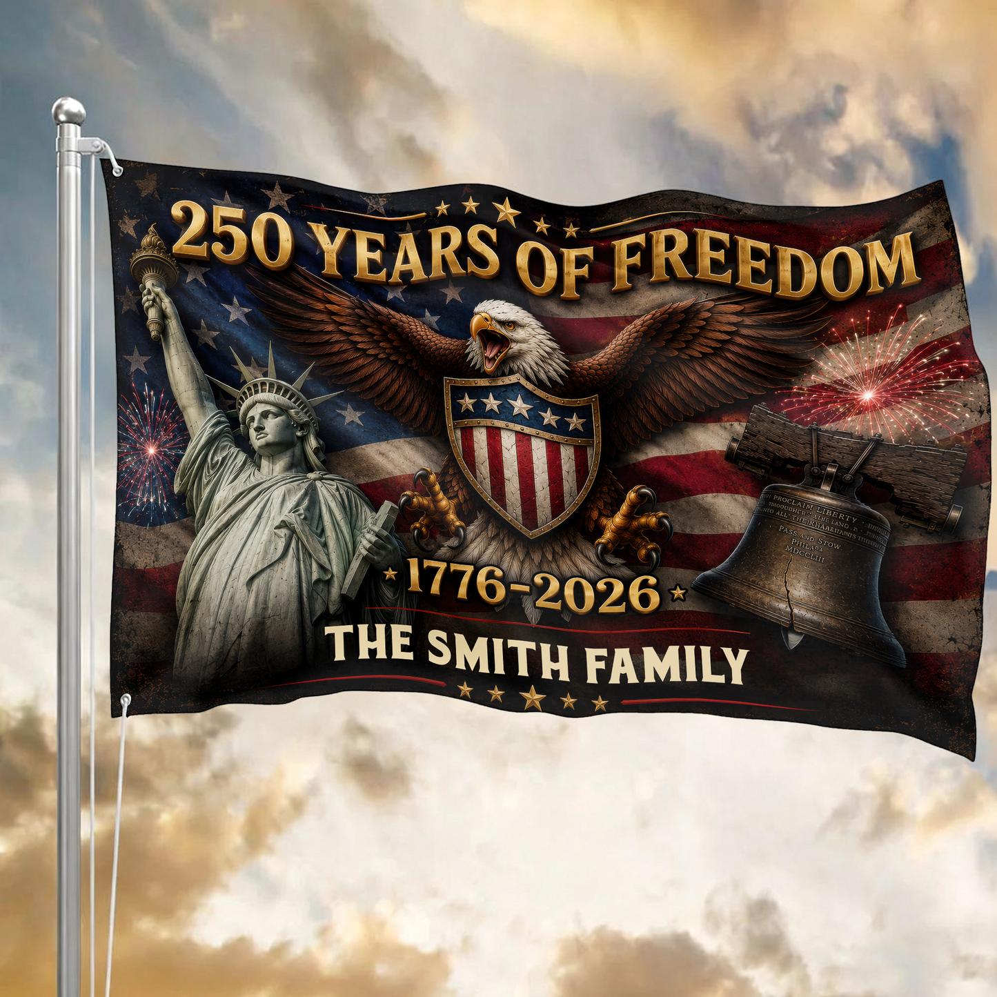 250 Years Of Freedom Flag - Semiquincentennial Eagle Flag - Personalized House Flag