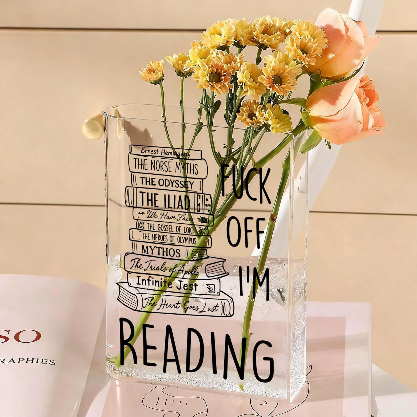 I'm Reading Funnny Custom Book Name - Personalized Acrylic Book Vase