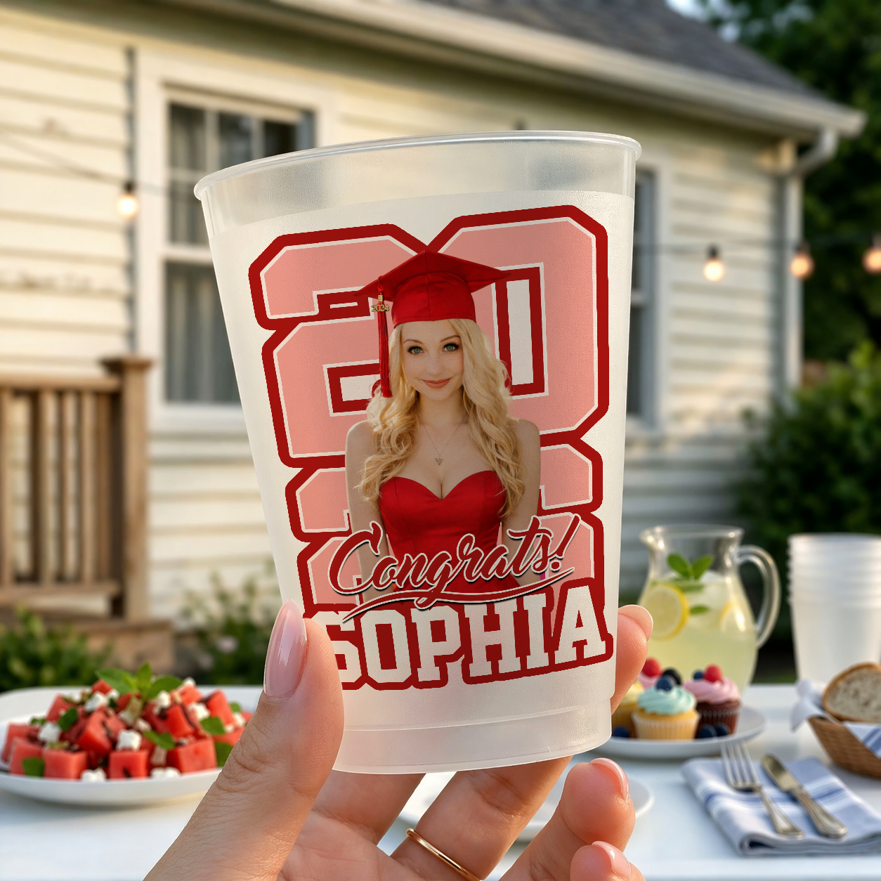 Class Of 2026 Glitter Congrats Grad Custom Photo - Personalized Graduation Cups
