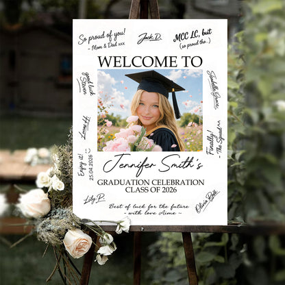 Congrats Graduation Signature - Personalized Graduation Welcome Sign - Custom Photo Welcome Sign