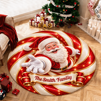 Jolly All Season Family Shaped Doormat - Personalized Christmas Decor 3D Round Rug