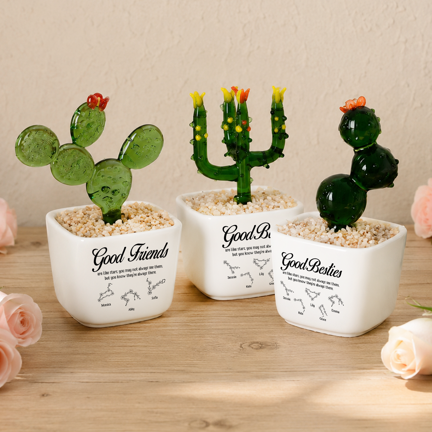 Bestie Zodiac Best Friends Are Like Stars - Personalized Custom Glass Everlasting Flowers