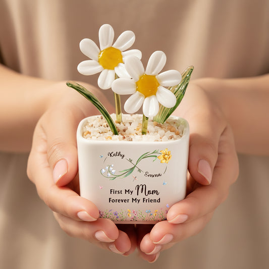 Mom Forever Be My Friend - Personalized Custom Glass Everlasting Flowers